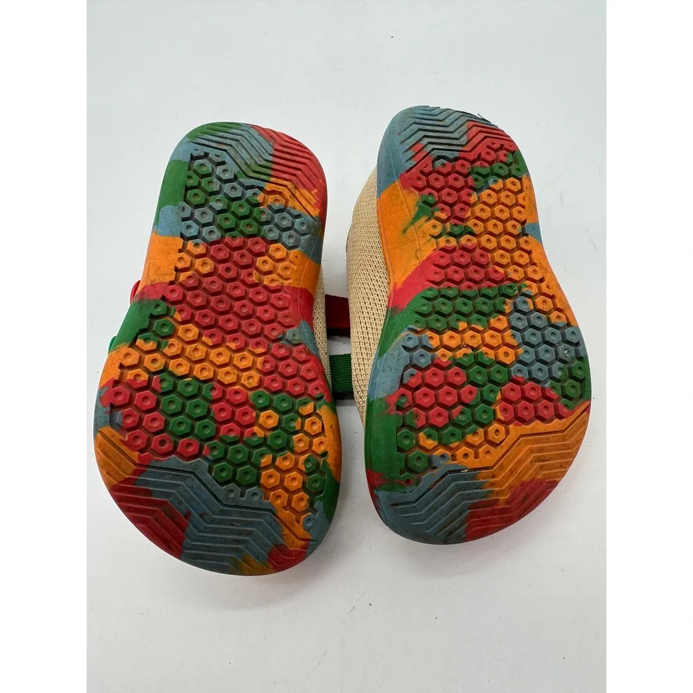 WHITIN Kids Barefoot Shoes US 9.5 Size 26 Beige Multicolor Double Strap Sneakers